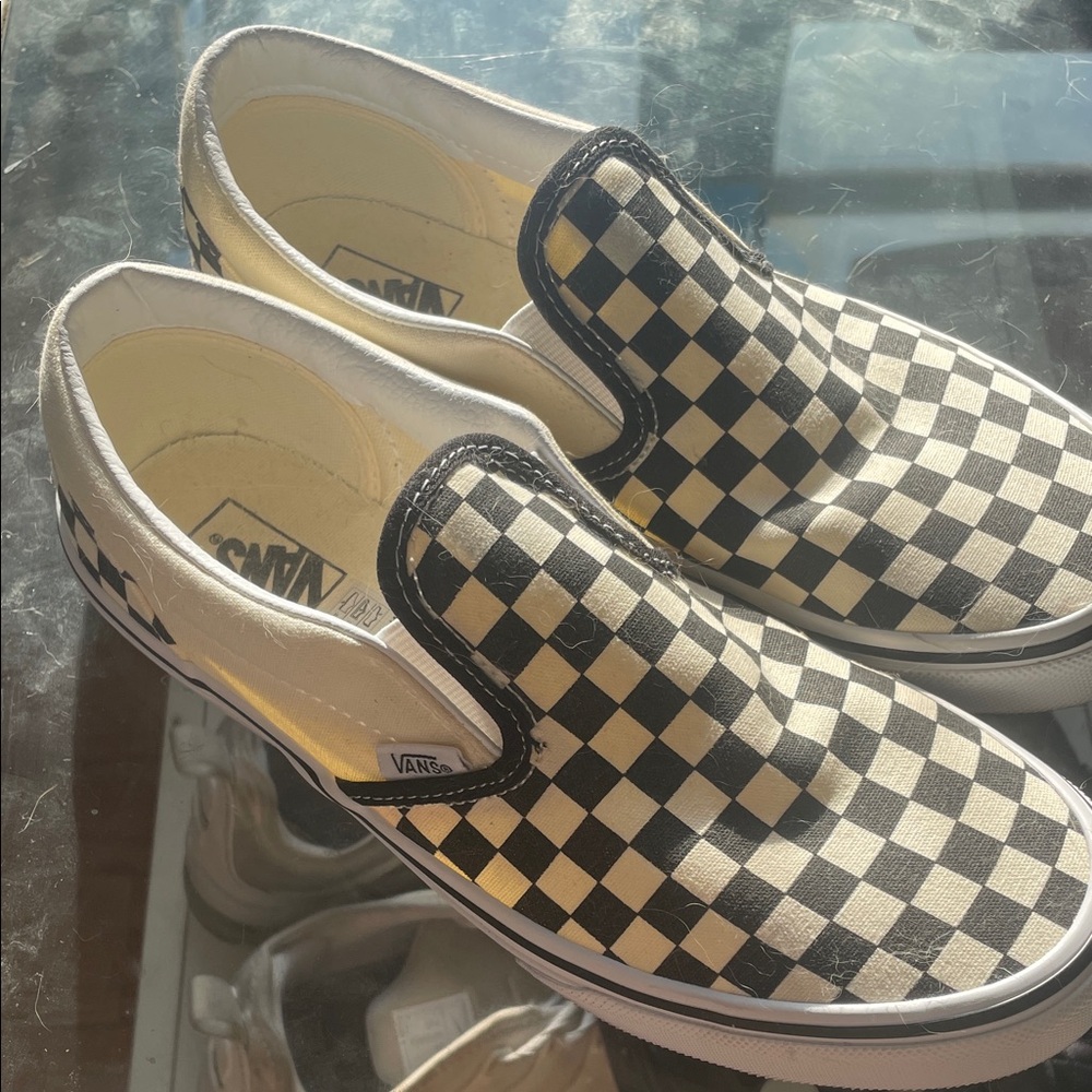 Vans Black and White Checkerboard Slip-Ons
